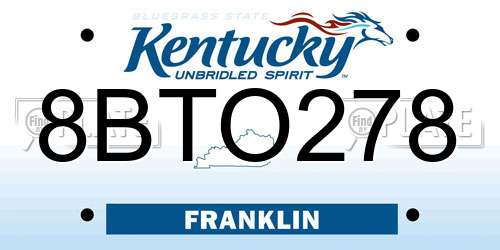 8BTO278 Kentucky License Plate