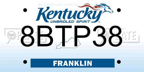 8BTP38 Kentucky License Plate