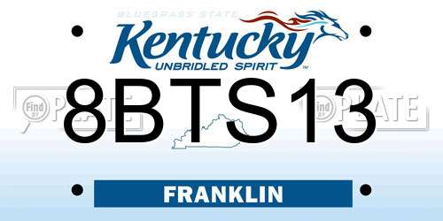8BTS13 Kentucky License Plate