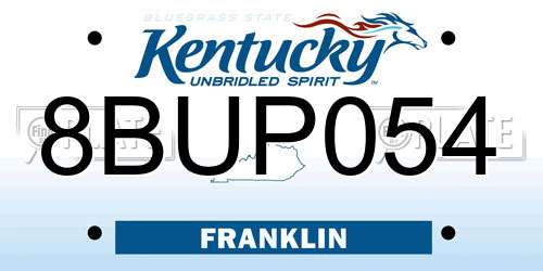 8BUP054 Kentucky License Plate