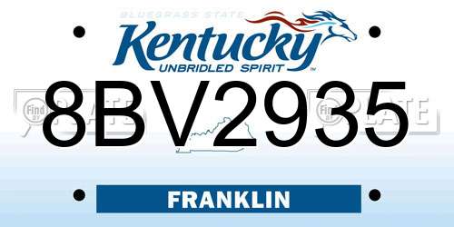8BV2935 Kentucky License Plate