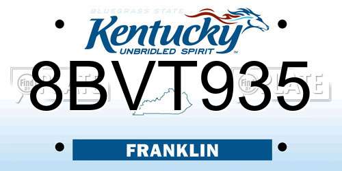 8BVT935 Kentucky License Plate