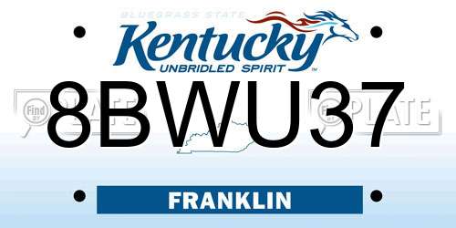 8BWU37 Kentucky License Plate