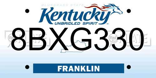 8BXG330 Kentucky License Plate
