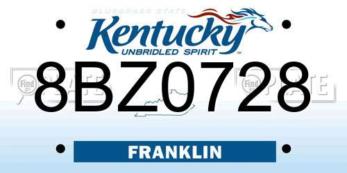 8BZ0728 Kentucky License Plate