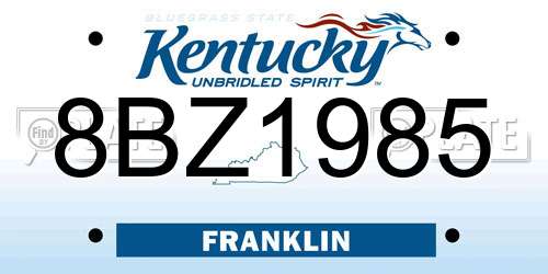 8BZ1985 Kentucky License Plate