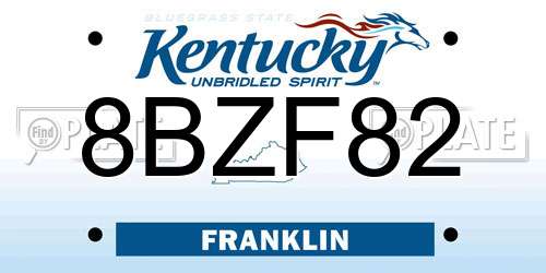 8BZF82 Kentucky License Plate