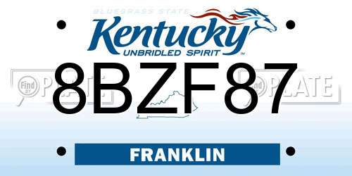 8BZF87 Kentucky License Plate