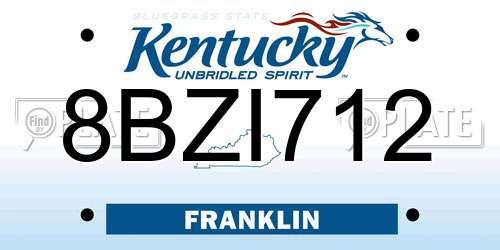 8BZI712 Kentucky License Plate