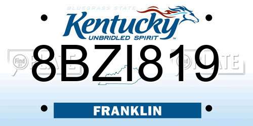 8BZI819 Kentucky License Plate