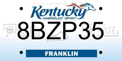 8BZP35 Kentucky License Plate