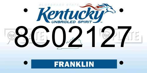 8C02127 Kentucky License Plate
