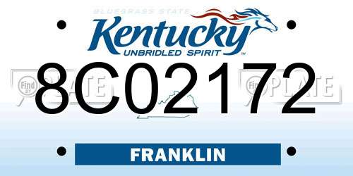 8C02172 Kentucky License Plate