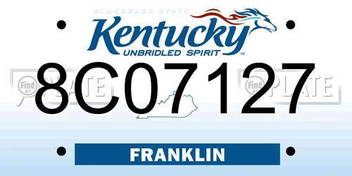8C07127 Kentucky License Plate