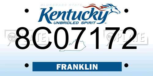 8C07172 Kentucky License Plate