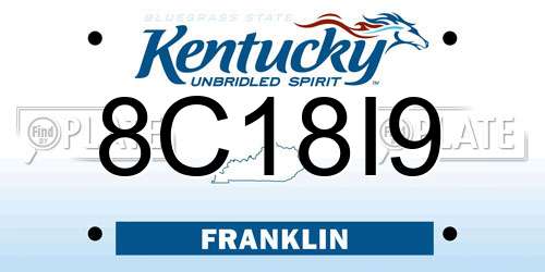 8C18I9 Kentucky License Plate