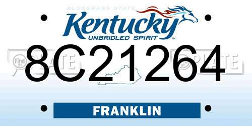 8C21264 Kentucky License Plate