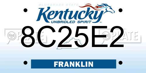 8C25E2 Kentucky License Plate