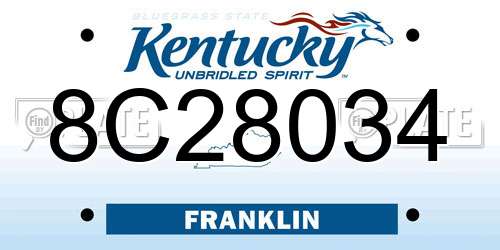 8C28034 Kentucky License Plate
