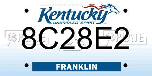 8C28E2 Kentucky License Plate