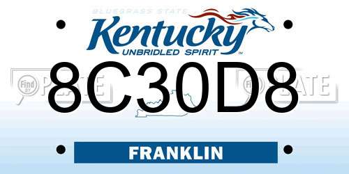 8C30D8 Kentucky License Plate
