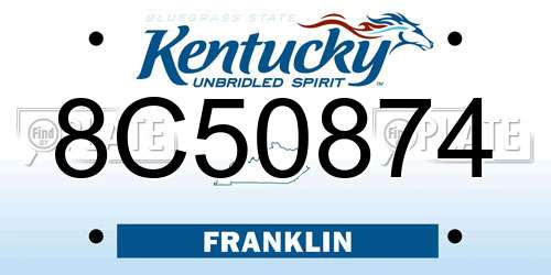 8C50874 Kentucky License Plate