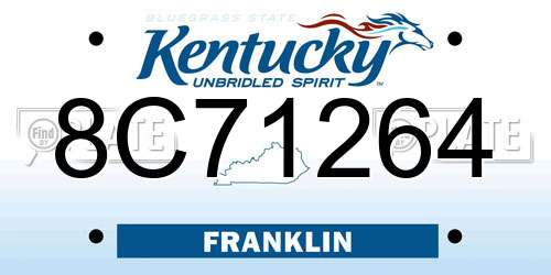 8C71264 Kentucky License Plate