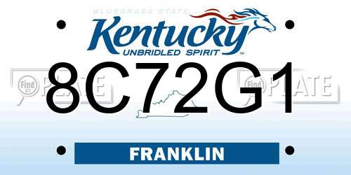 8C72G1 Kentucky License Plate