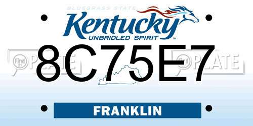 8C75E7 Kentucky License Plate