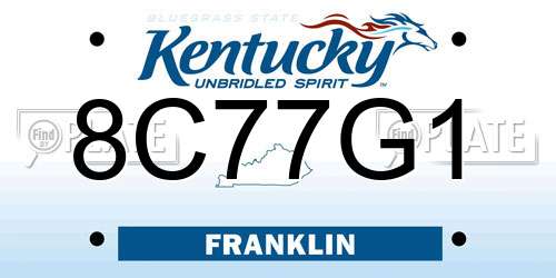 8C77G1 Kentucky License Plate