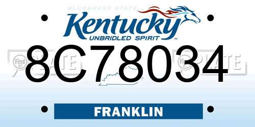 8C78034 Kentucky License Plate