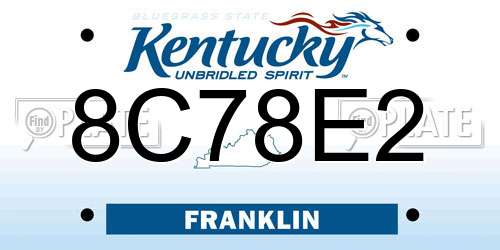 8C78E2 Kentucky License Plate