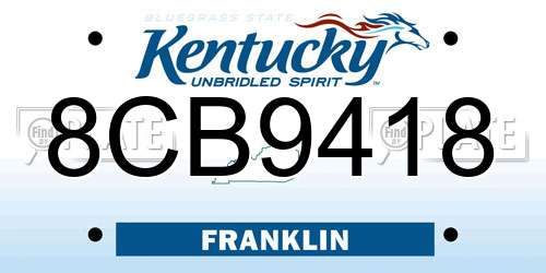 8CB9418 Kentucky License Plate