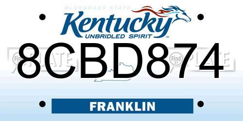 8CBD874 Kentucky License Plate