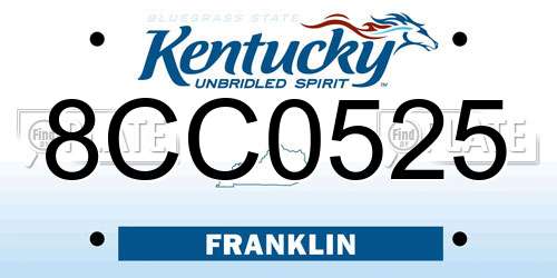 8CC0525 Kentucky License Plate