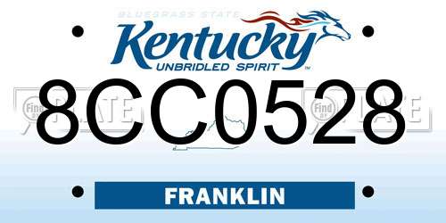 8CC0528 Kentucky License Plate