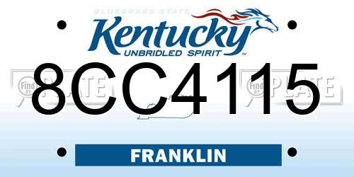 8CC4115 Kentucky License Plate