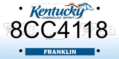 8CC4118 Kentucky License Plate