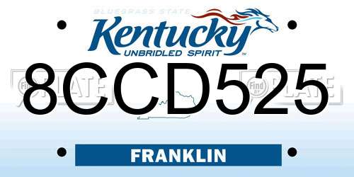 8CCD525 Kentucky License Plate