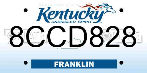 8CCD828 Kentucky License Plate