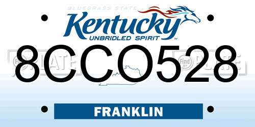 8CCO528 Kentucky License Plate
