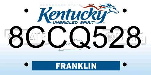 8CCQ528 Kentucky License Plate