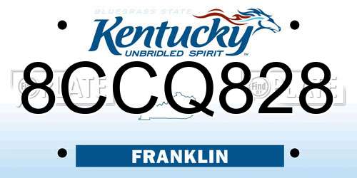 8CCQ828 Kentucky License Plate