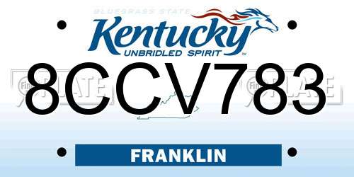 8CCV783 Kentucky License Plate