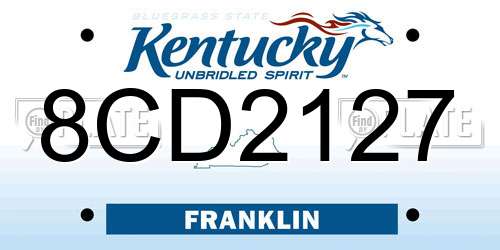 8CD2127 Kentucky License Plate