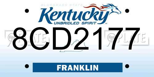 8CD2177 Kentucky License Plate