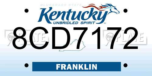 8CD7172 Kentucky License Plate