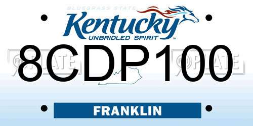 8CDP100 Kentucky License Plate