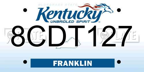 8CDT127 Kentucky License Plate