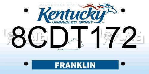 8CDT172 Kentucky License Plate